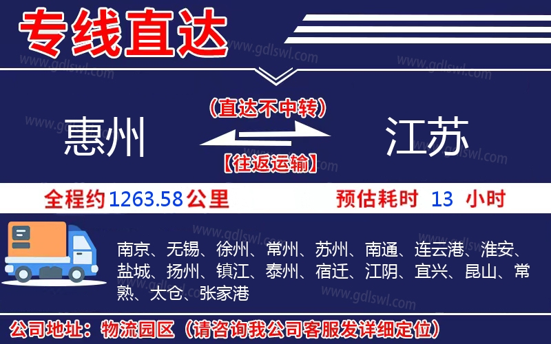 惠州到江蘇物流公司