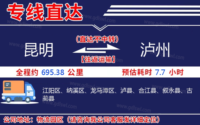 昆明到瀘州物流公司