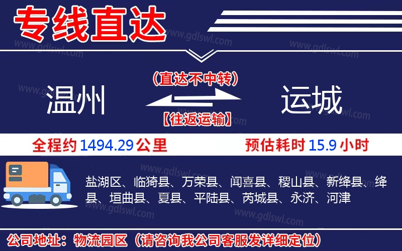 溫州到運城物流公司