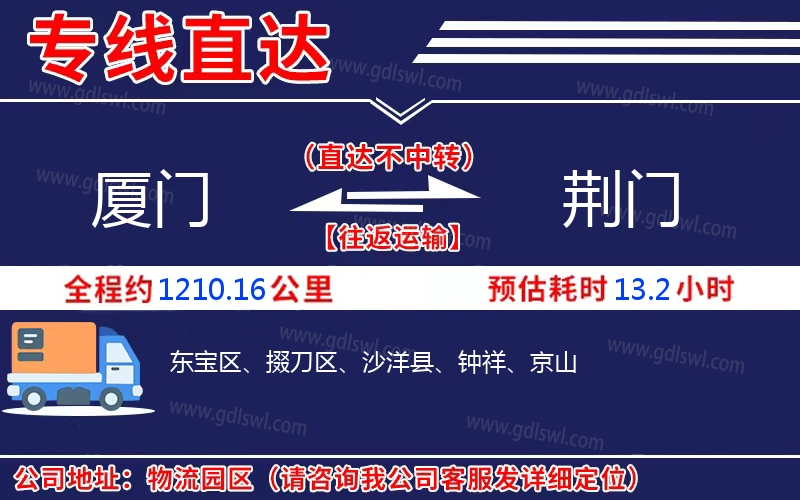 廈門到荊門物流公司